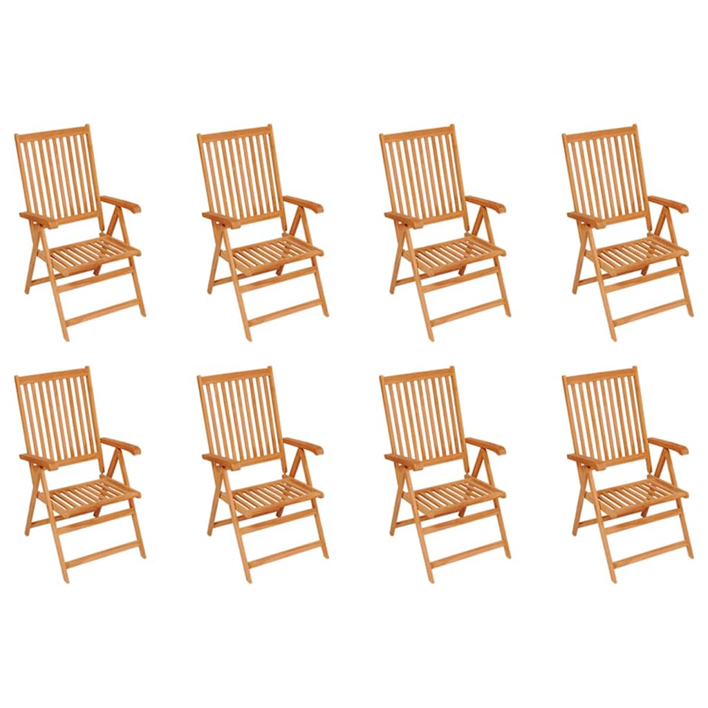 Garden Chair Set of 8 Teak Solid Teak Wood Standard Foldable