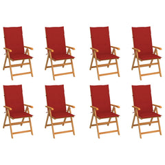 Reclining Patio Chairs with Cushions 8 pcs Solid Teak Wood