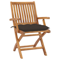 Patio Chair Set of 4 Teak Wood and Taupe Solid Teak Wood Standard