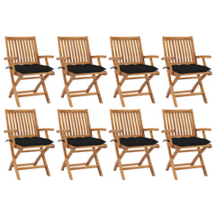 Patio Chair Set of 8 Taupe Solid Teak wood, Fabric (100% polyester)