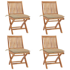 Patio Chair Set of 4 Teak wood - Brown Solid teak wood Medium