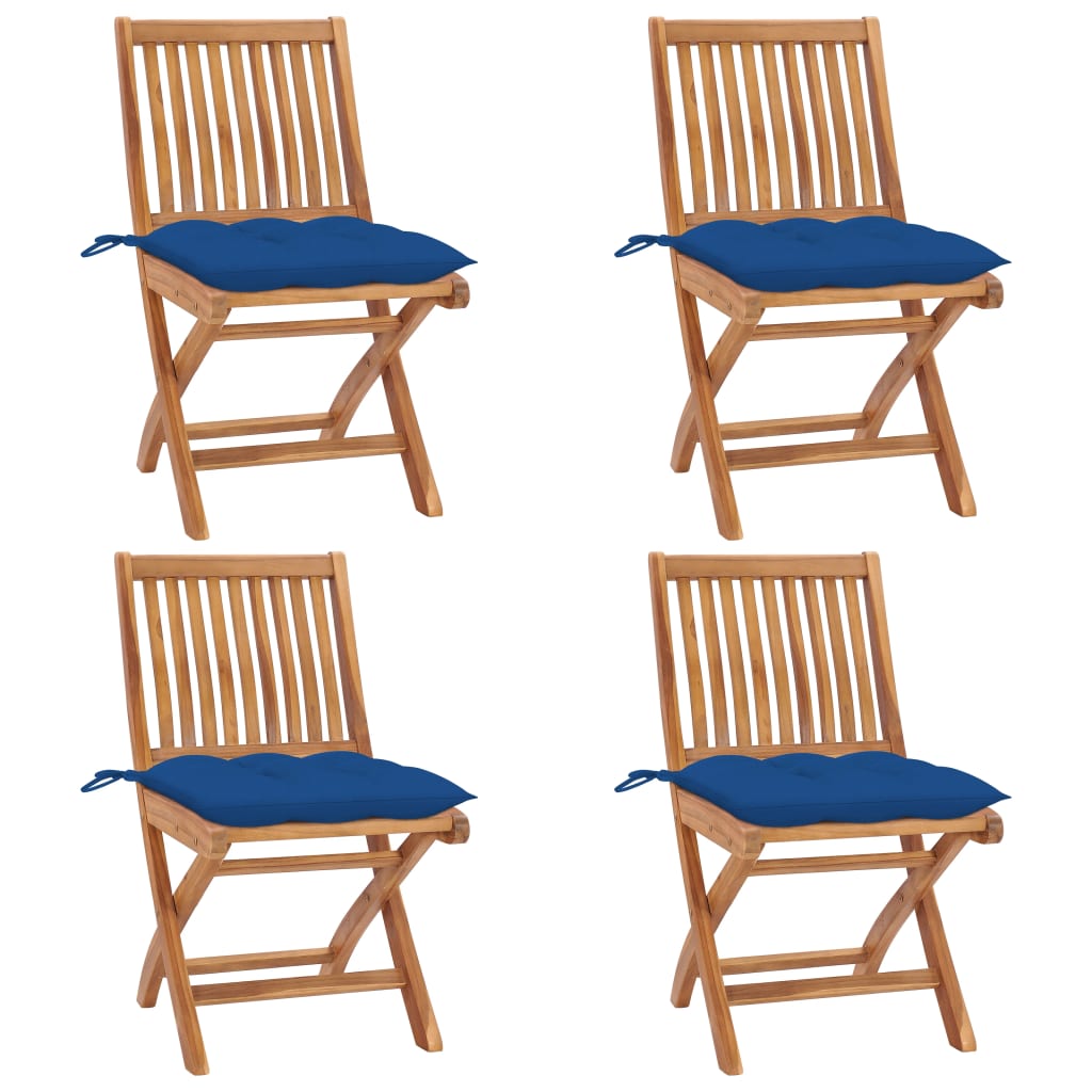 Patio Chair Set of 4 Natural teak wood Solid teak wood Standard