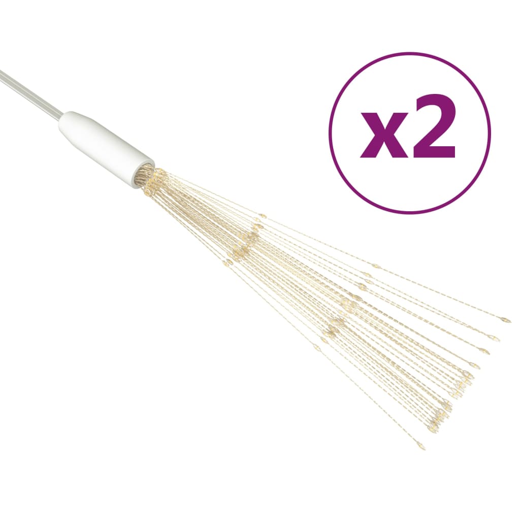 Two 7.9ft warm white firecracker LED light strands with flexible copper wires and remote control.