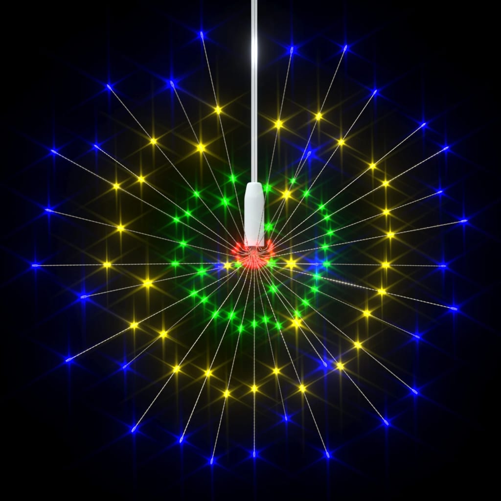 Multicolor firecracker-shaped LED string lights with 1400 LEDs on 7.9ft strands.