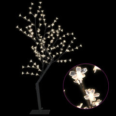 4ft cherry blossom Christmas tree with 128 warm white LEDs on bendable branches.