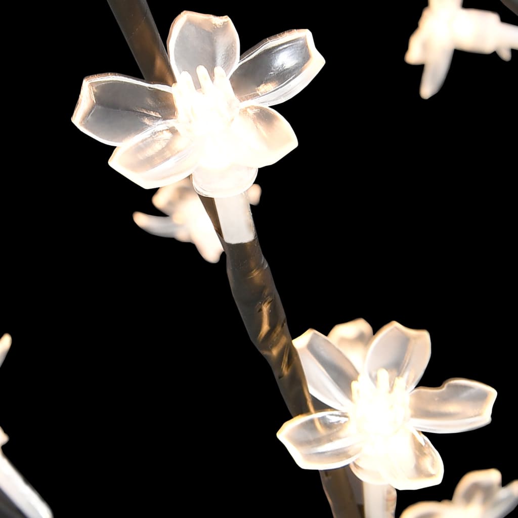 4ft cherry blossom Christmas tree with 128 warm white LEDs on bendable branches.