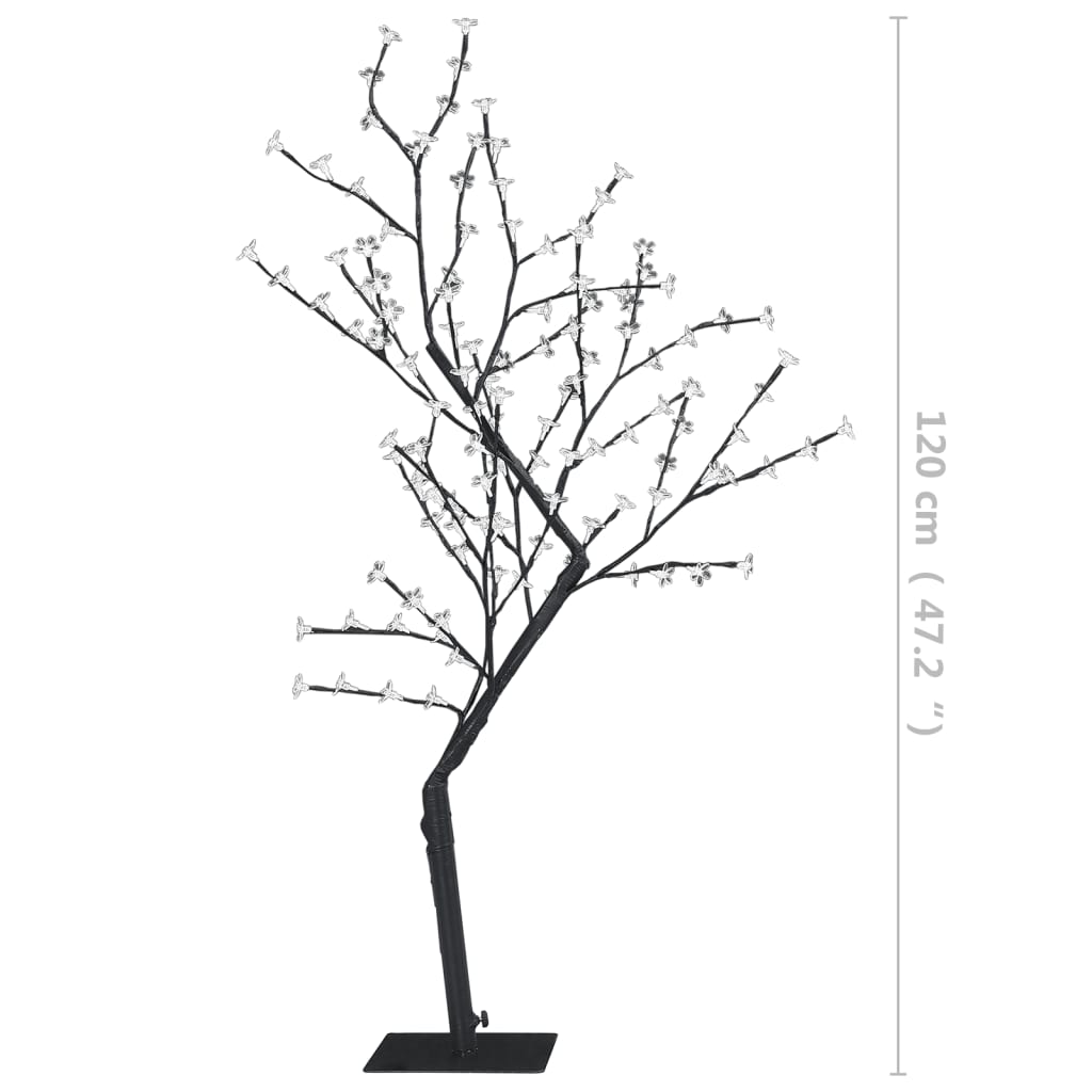 4ft cherry blossom Christmas tree with 128 warm white LEDs on bendable branches.
