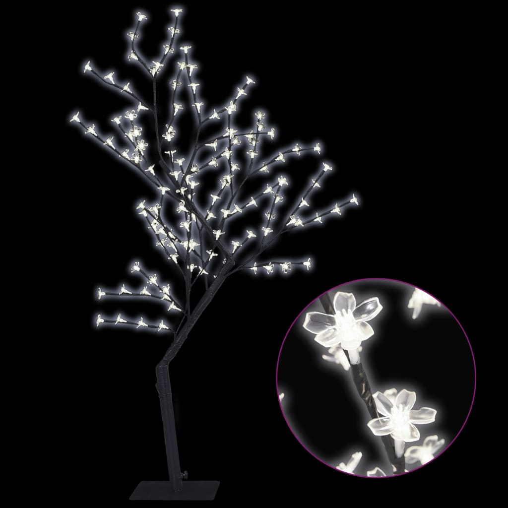 4ft cherry blossom Christmas tree with 128 cold white LEDs and soft-touch blossoms.