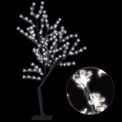 4ft cherry blossom Christmas tree with 128 cold white LEDs and soft-touch blossoms.