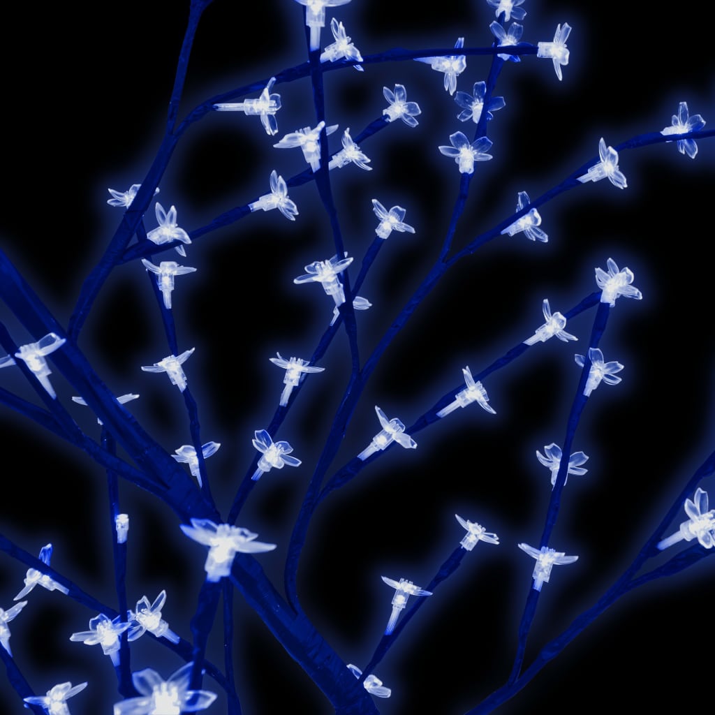 4ft blue LED cherry blossom Christmas tree with 128 lights on bendable branches.