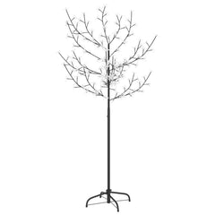 5 ft cherry blossom Christmas tree with 120 cold white LEDs on metal frame.
