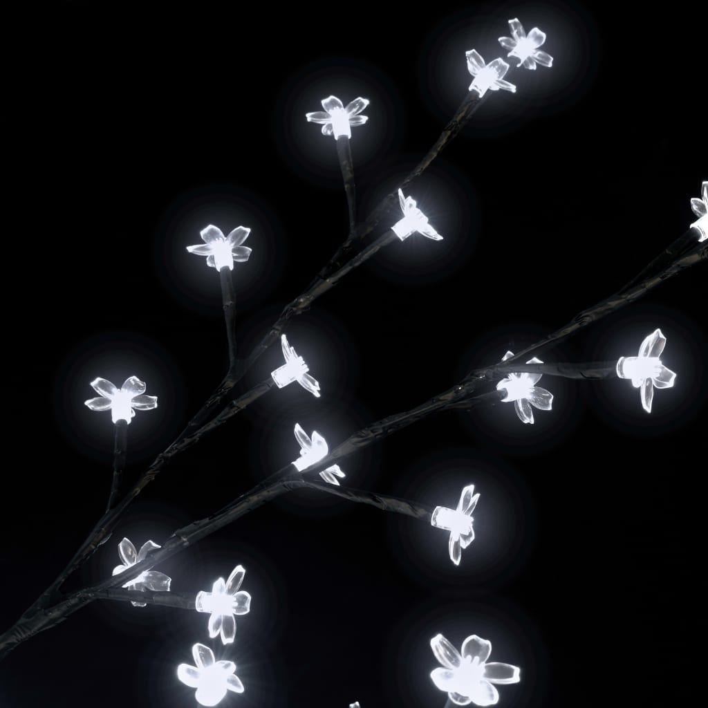 5 ft cherry blossom Christmas tree with 120 cold white LEDs on flexible branches.