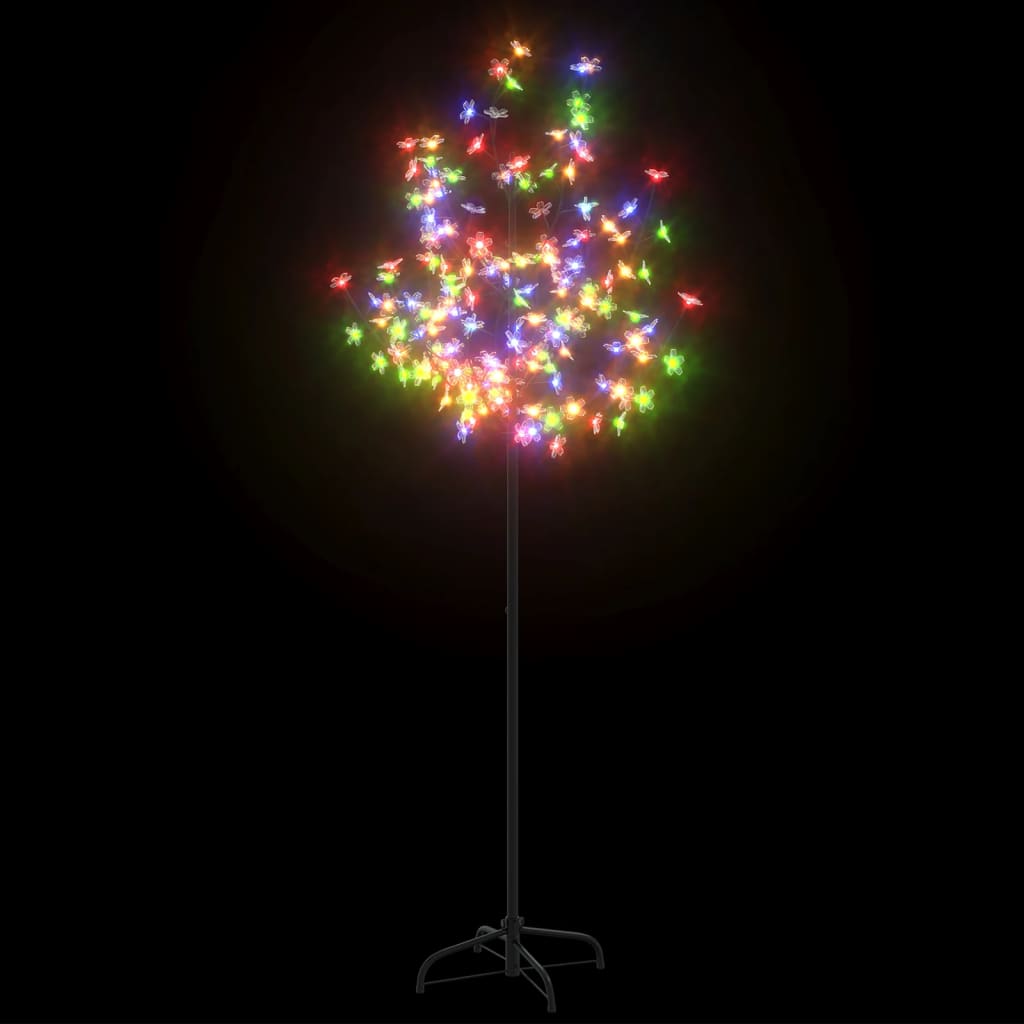 5 ft cherry blossom tree with 120 colorful LED lights on a black metal stand