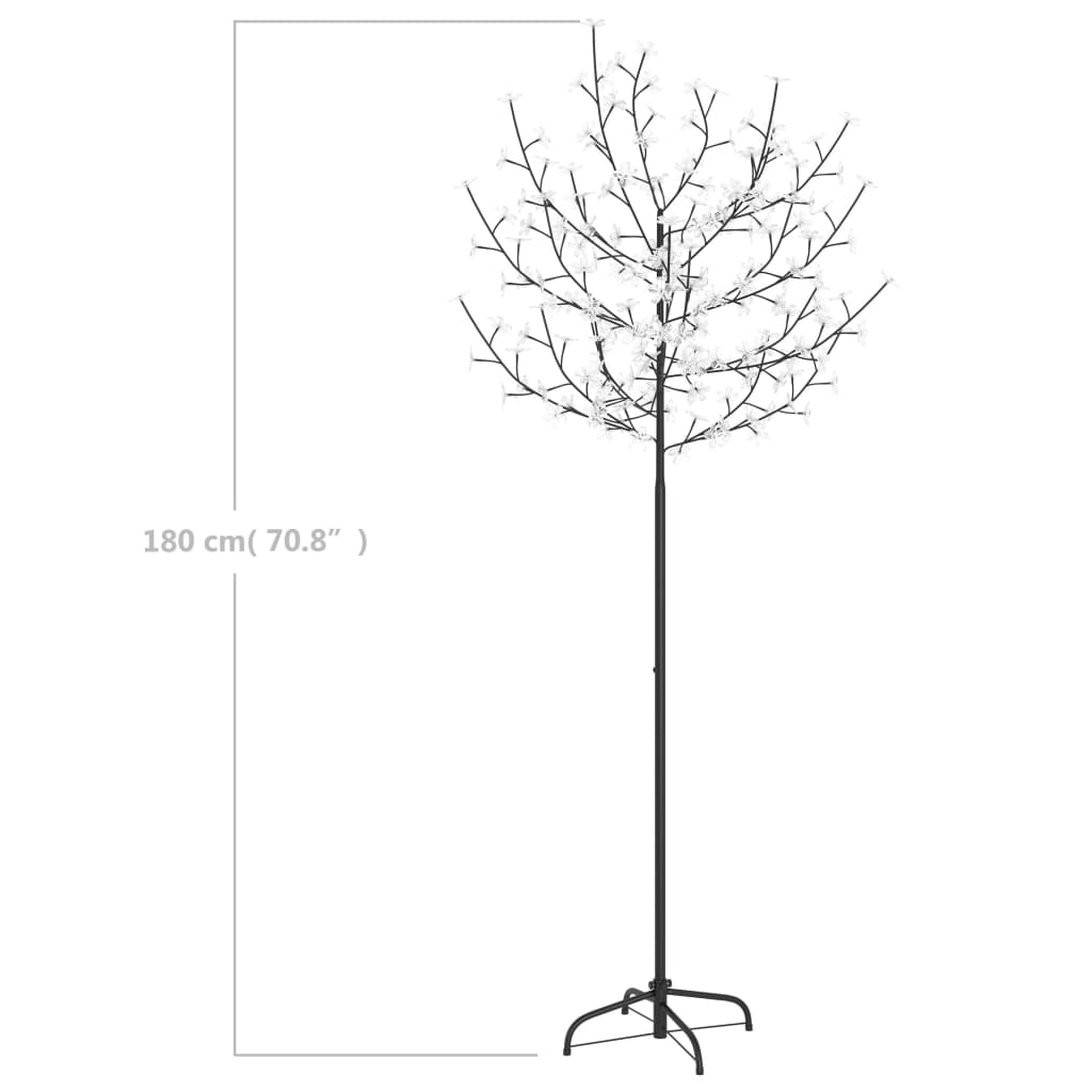 6 ft cherry blossom Christmas tree with 200 cold white LEDs and 180 cm height scale.