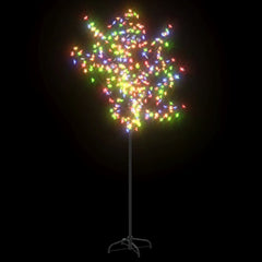6ft cherry blossom Christmas tree with 200 colorful LEDs on a metal stand.