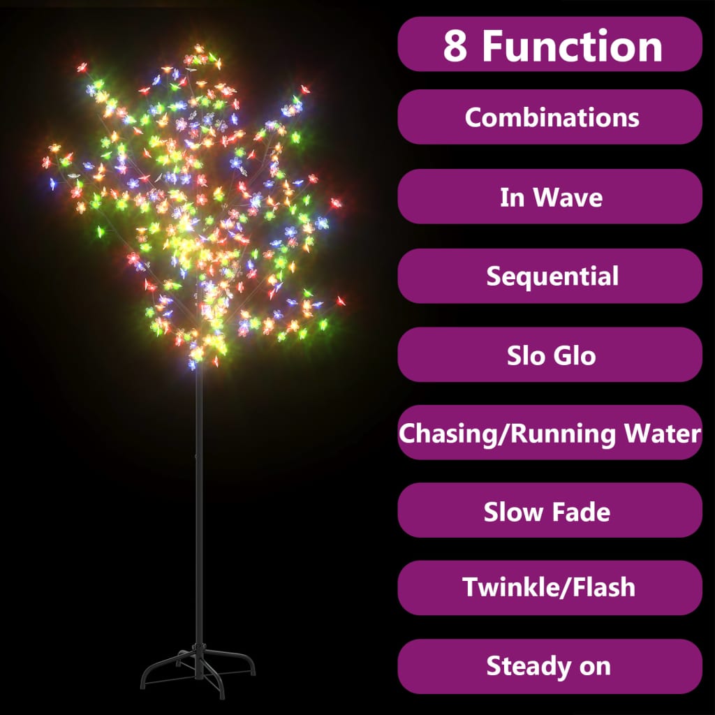 6ft cherry blossom Christmas tree with 200 colorful LEDs and 8 light functions.