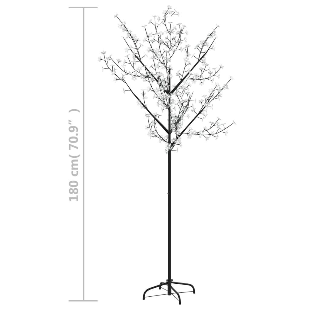 6ft cherry blossom Christmas tree with 200 colorful LEDs on bendable branches and metal base.