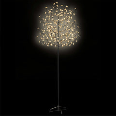 7ft cherry blossom Christmas tree with 220 warm white LED lights and a sturdy metal base.