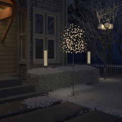 7ft cherry blossom Christmas tree with 220 warm white LED lights and a sturdy metal base.