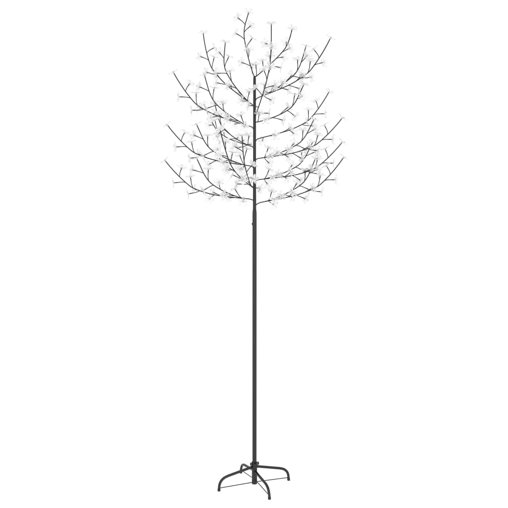 7ft LED Cherry Blossom Christmas tree with cold white lights and flexible branches.