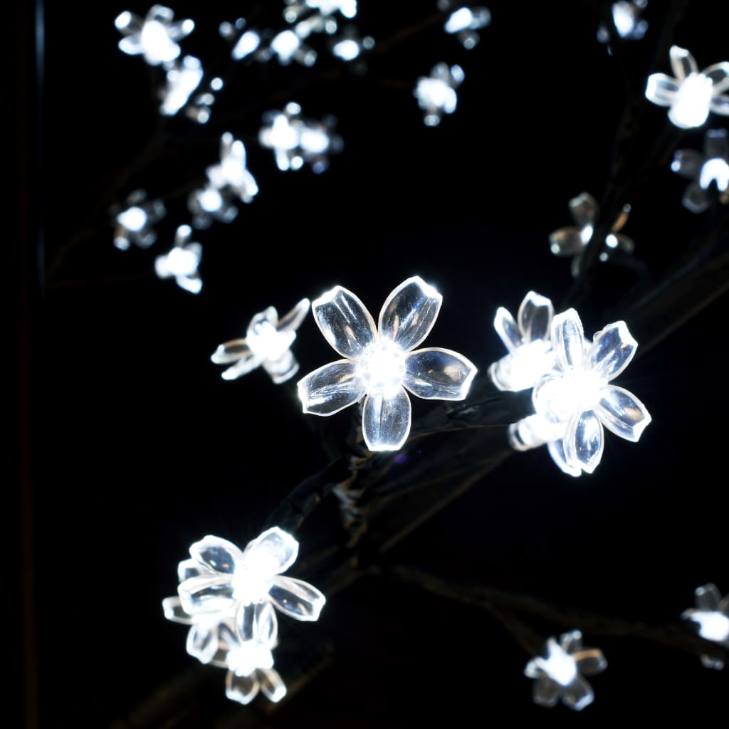 7ft LED Cherry Blossom Christmas tree with cold white lights and flexible branches.