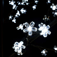 7ft LED Cherry Blossom Christmas tree with cold white lights and flexible branches.