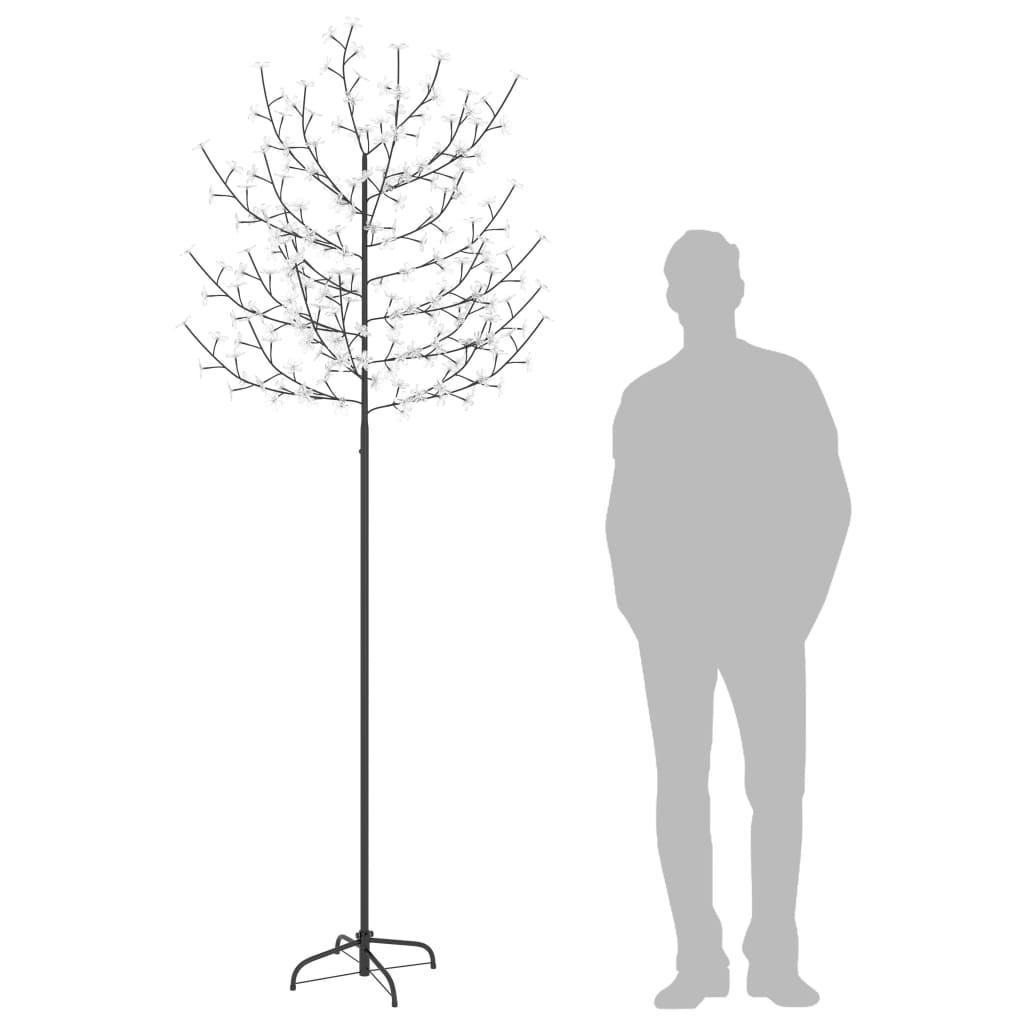 7ft LED Cherry Blossom Christmas tree with cold white lights and flexible branches.