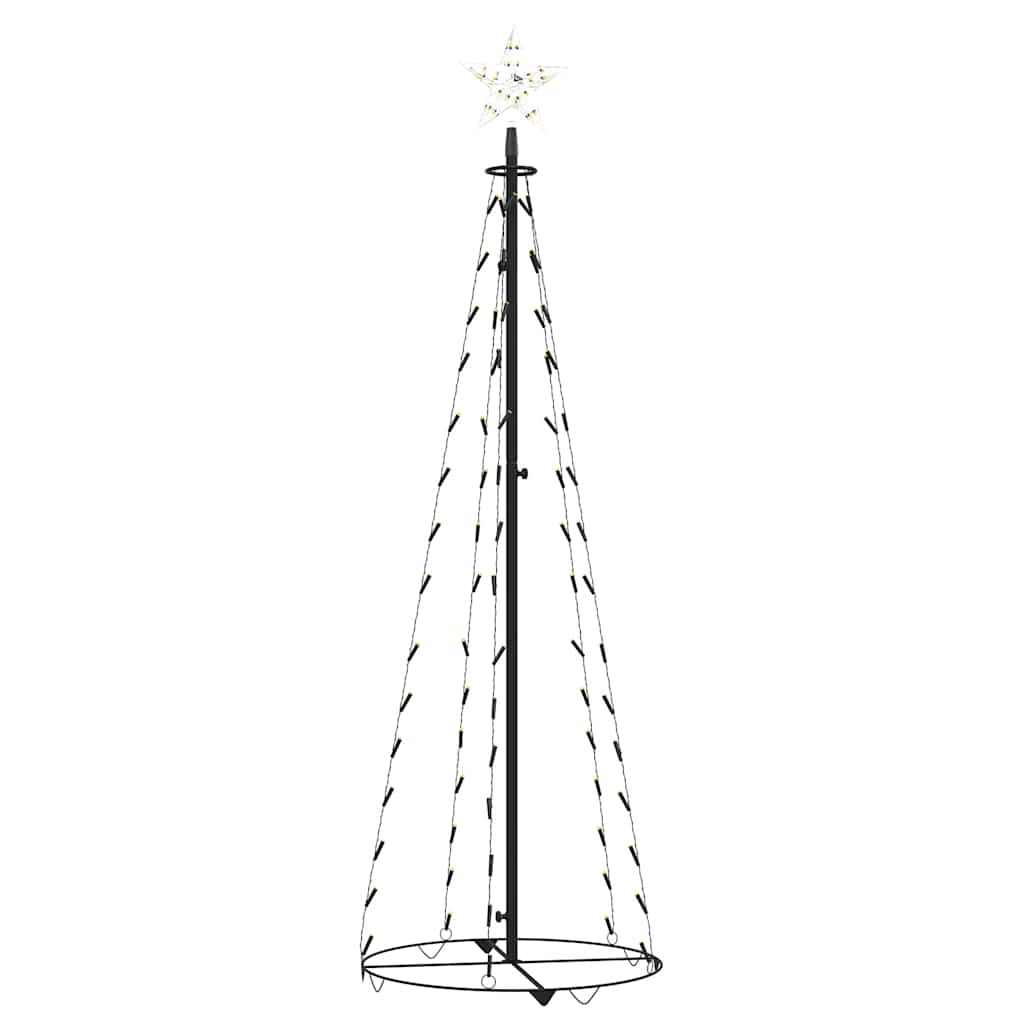 A 5ft Christmas cone tree with warm white LEDs and a sturdy metal stand for indoor or outdoor use.