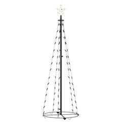 A 5ft Christmas cone tree with warm white LEDs and a sturdy metal stand for indoor or outdoor use.