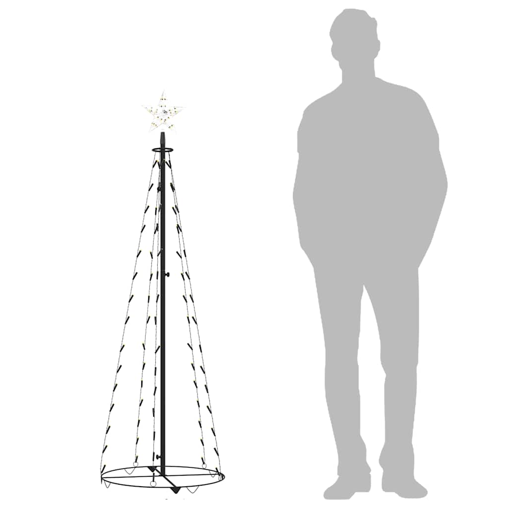 5ft Christmas cone tree with warm white LEDs and a sturdy metal stand for indoor or outdoor use.
