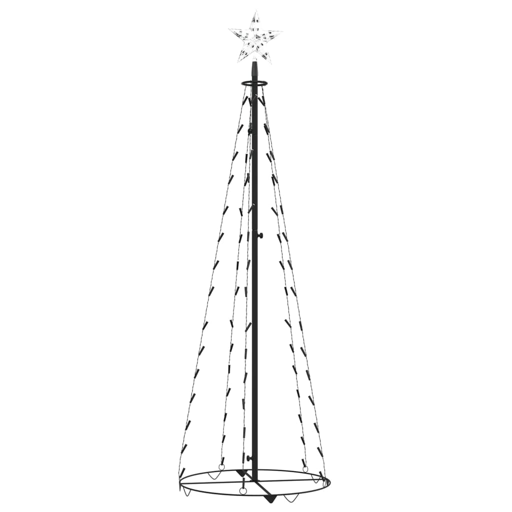 Bostome Christmas cone tree with 84 cold white LEDs and star topper, 2x5 ft tall.