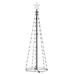 Bostome Christmas cone tree with 84 cold white LEDs and star topper, 2x5 ft tall.