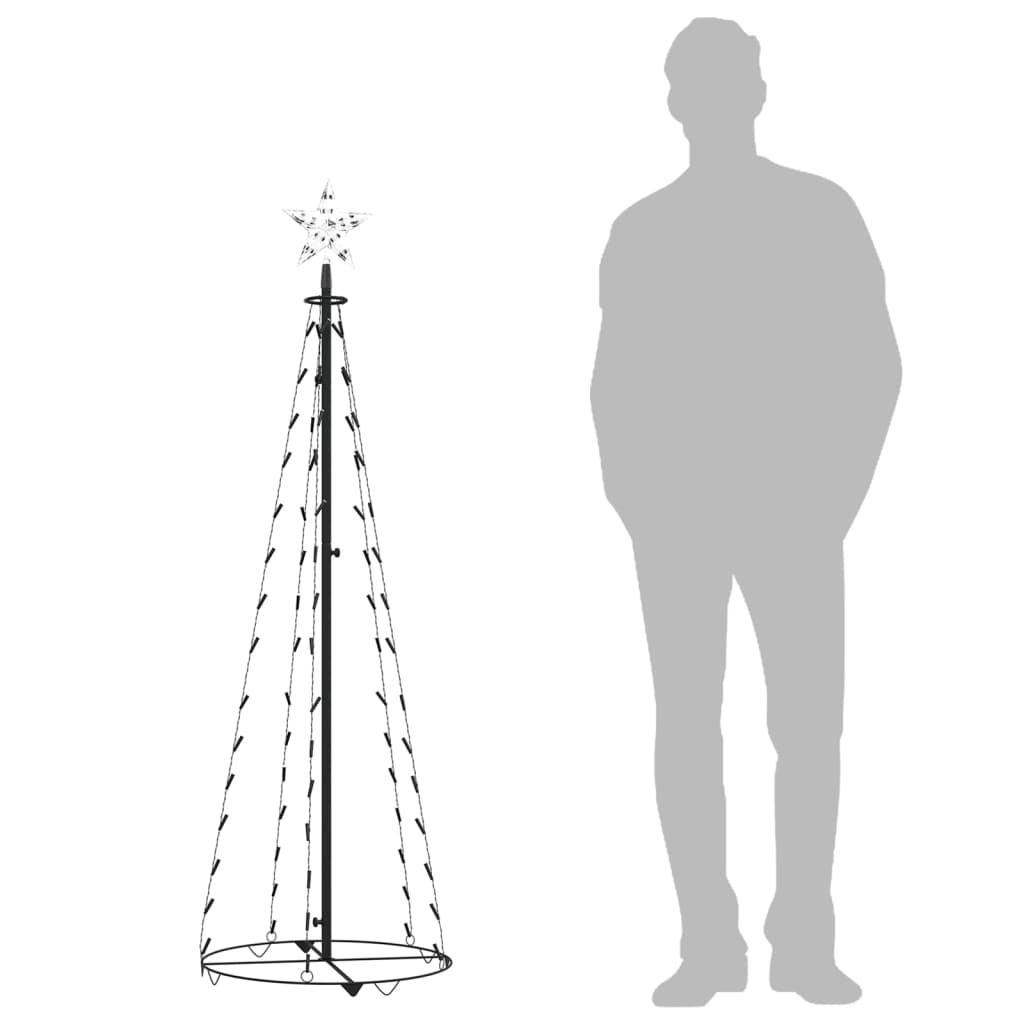 Bostome Christmas Cone Tree with 84 cold white LEDs and star topper, 5 feet tall.