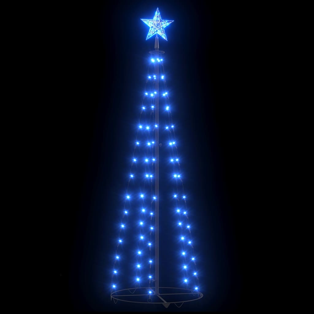 Blue LED Christmas cone tree with 84 lights and star topper, 2x5 feet tall.