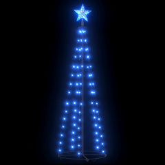 Blue LED Christmas cone tree with 84 lights and star topper, 2x5 feet tall.