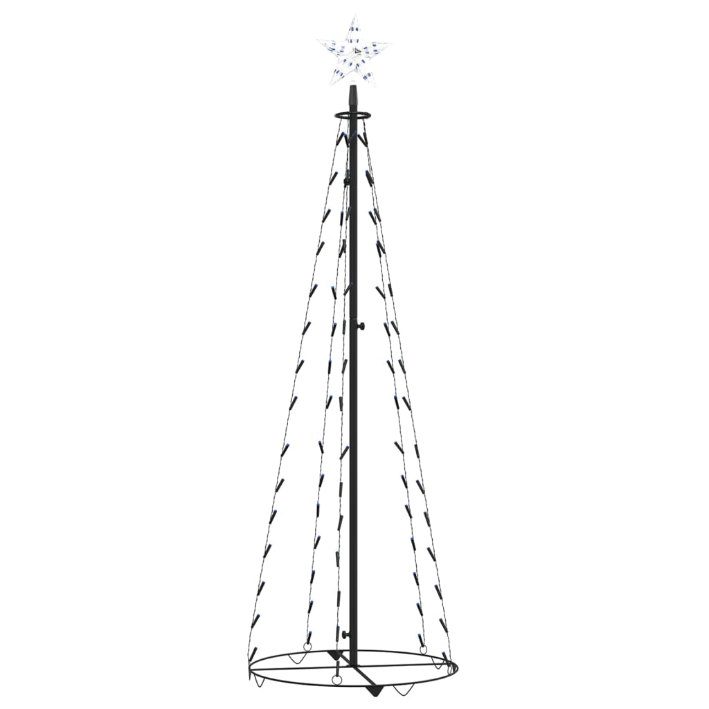 Blue LED Christmas cone tree with star topper and 84 lights, 2x5 ft tall.