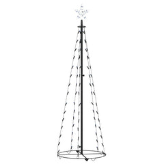 Blue LED Christmas cone tree with star topper and 84 lights, 2x5 ft tall.