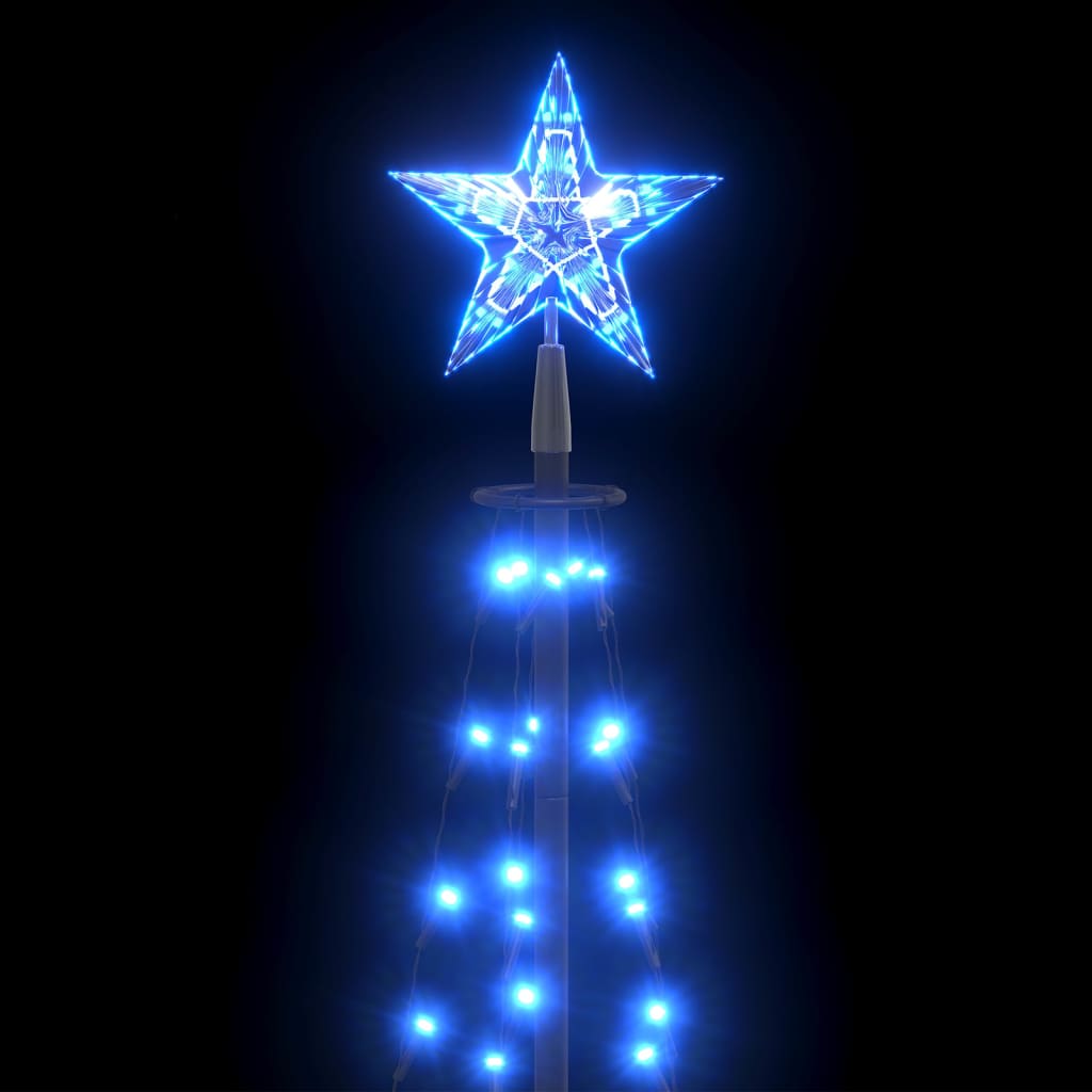 Blue LED Christmas cone tree with 84 lights and star topper, 2x5 feet tall.