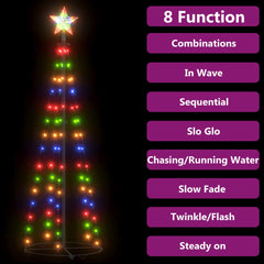 A 5ft colorful LED Christmas cone tree with a star topper and 8 light functions.