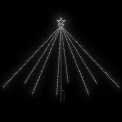 Bostome 8ft LED Christmas waterfall tree lights with 400 cold white LEDs and star topper.