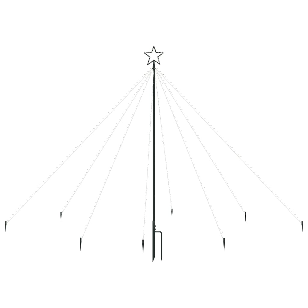 8ft LED Christmas waterfall tree lights with 400 cold white LEDs and star topper.