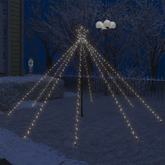 8ft LED Christmas waterfall tree lights with 400 cold white LEDs cascading from a star topper.