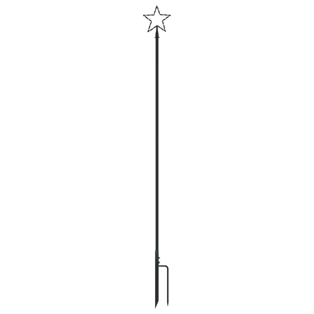 8ft blue LED Christmas tree with 400 lights, metal support, and star topper for indoor/outdoor use