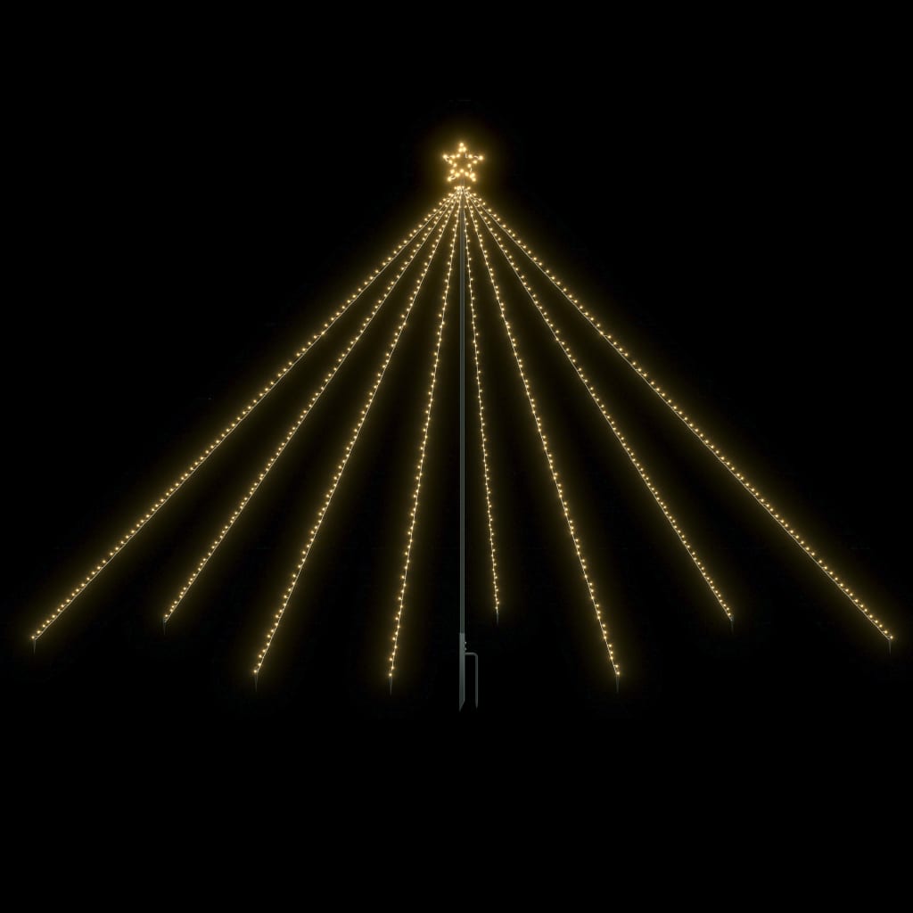 A 12ft LED Christmas tree with 576 warm white LEDs in a pre-lit waterfall design and star topper.