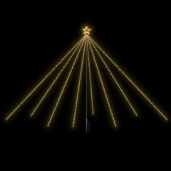 A 12ft LED Christmas tree with 576 warm white LEDs in a pre-lit waterfall design and star topper.