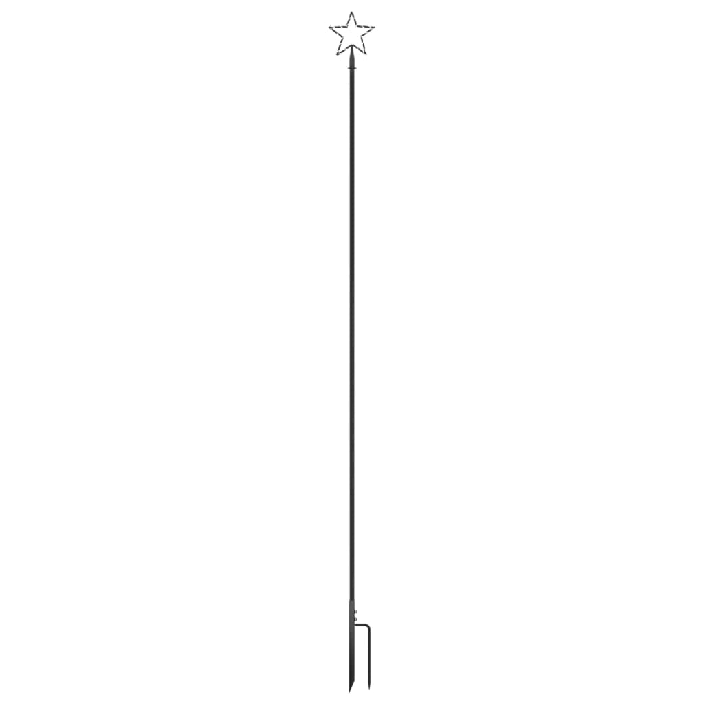 12ft LED Christmas tree with 576 warm white LEDs, craft star topper, stakes, and 33ft cord for indoor/outdoor use.