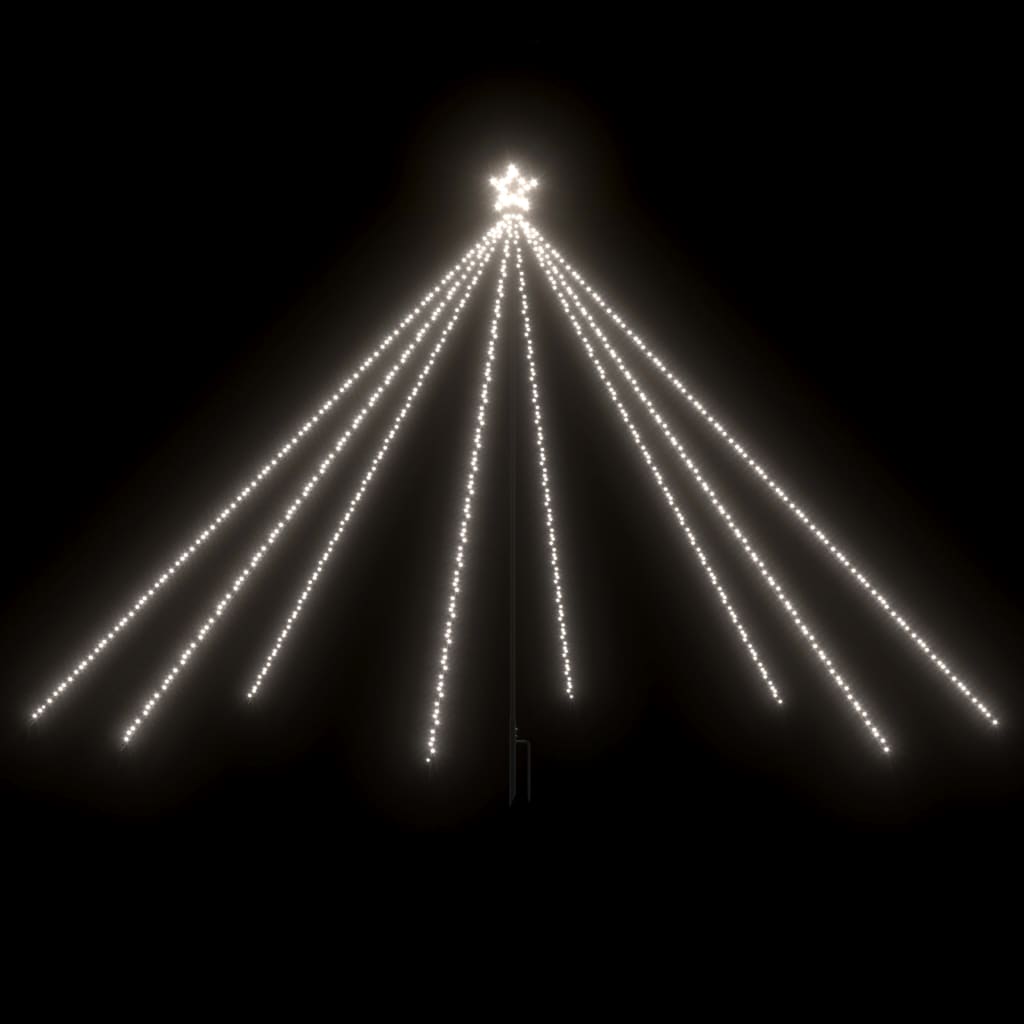 12ft LED Christmas tree with 576 cold white LEDs in 8 cascading strands.