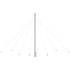 12ft LED Christmas tree with 576 cold white lights on 8 strands and a star topper.