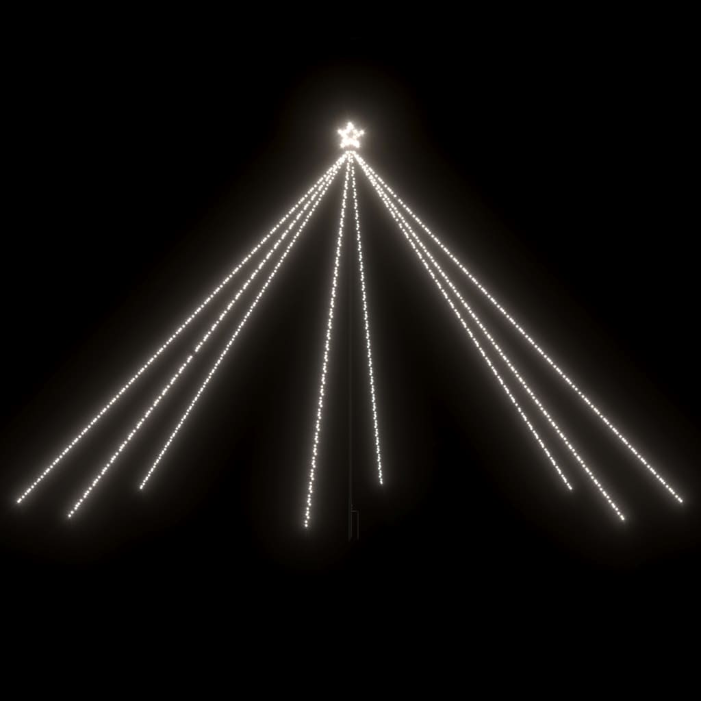16ft LED Christmas tree with a star topper and 800 cold white lights.