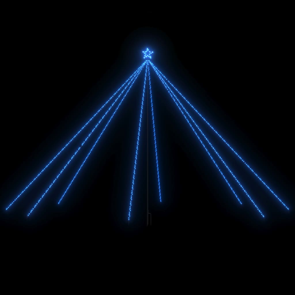 A 16-foot blue LED Christmas tree with a star topper and eight light strands.